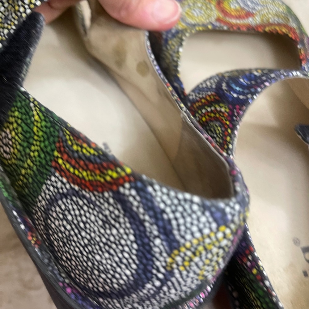 Alegria Paloma Multi Color Mosaic Dot Leather Mary Jane Clog Shoes Woman 9.5-10 - Picture 9 of 11